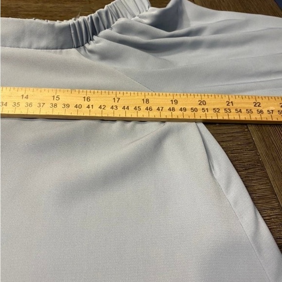 TCEC Ciara Fringe Off Shoulder Blouse bell sleeve light blue gray casual top L - Picture 7 of 8